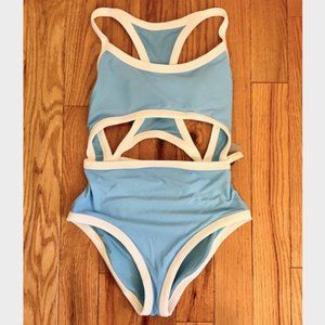 NWT Aerie Light Blue Pop Cut Out One Piece